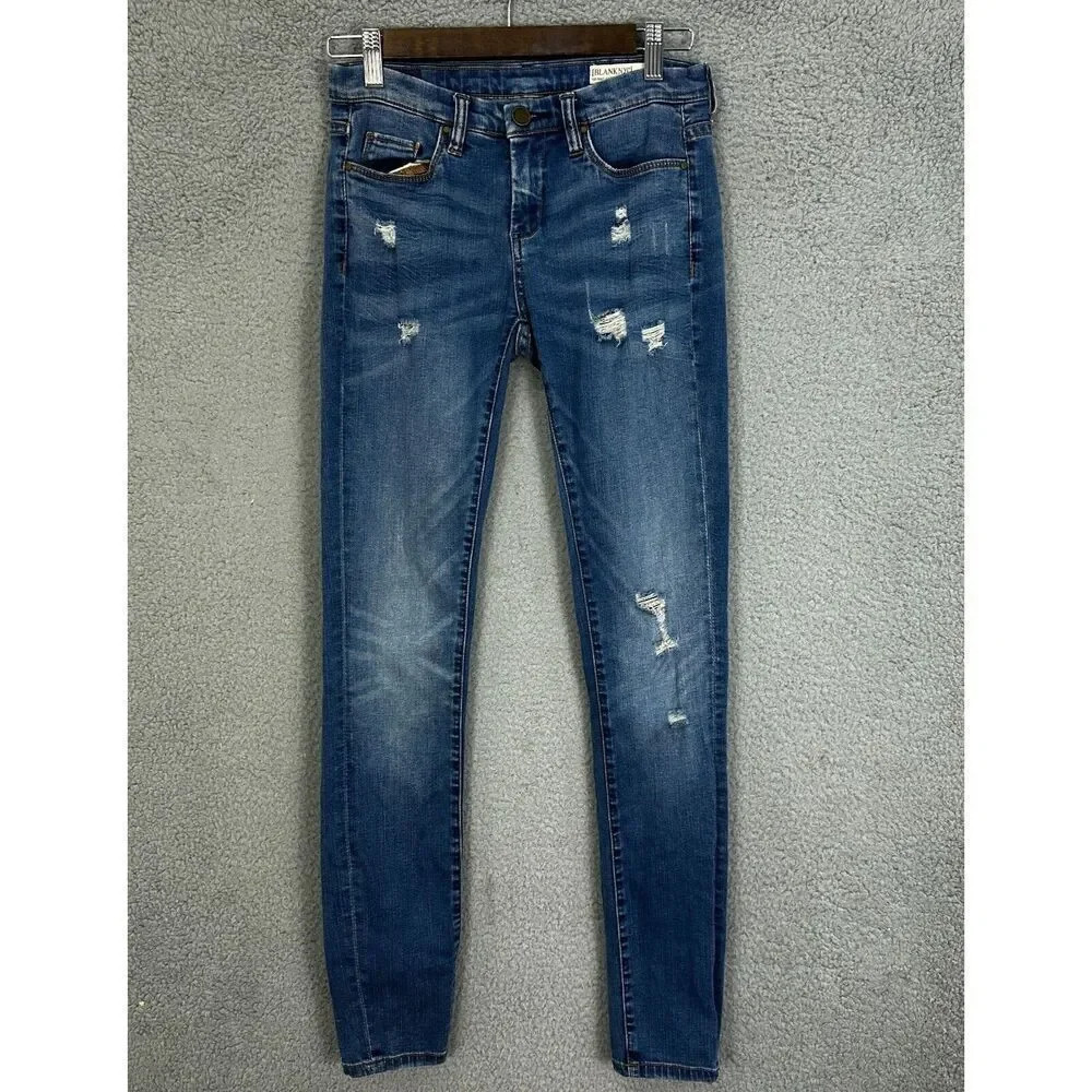 BlankNyc jeans womens 27 blue light‎ wash skinny classique stretch distressed